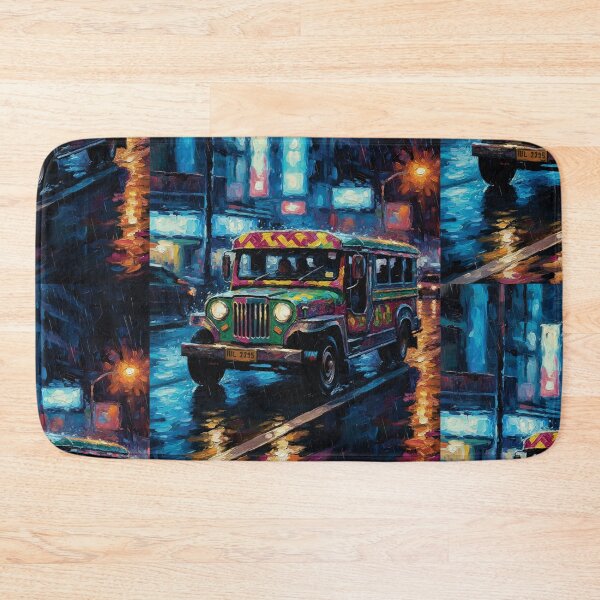Item preview, Filipino Jeepney Rainy Night City Oil Painting Art designed and sold by Francis & May.