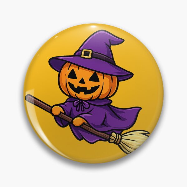 Item preview, Cute Witch Pumpkin Flying on Broomstick designed and sold by Grump and Co.