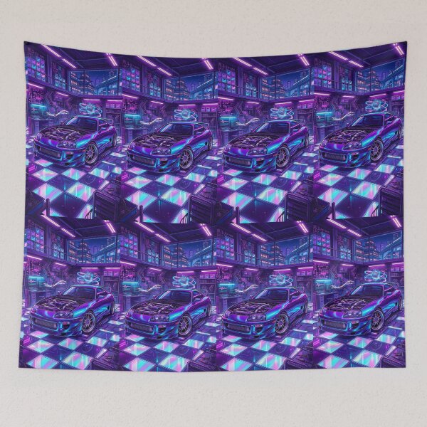 Item preview, tro Future JDM Inline Six Cyberpunk Garage Graphic Tee designed and sold by RevUpDesign.