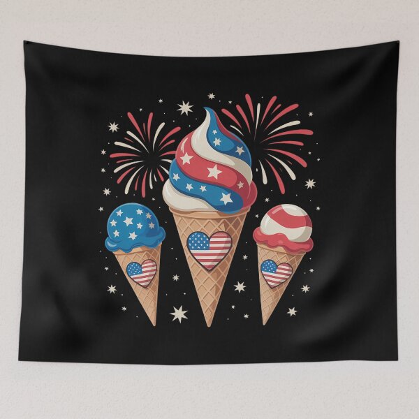 Item preview, Ice Cream Cones 4th of July Holiday Patriotic Memorial Day designed and sold by sailorjessiArt.