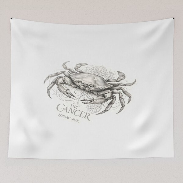 Item preview, The Cancer Zodiac Sign Vintage Crab Sketch Art designed and sold by Zodiac Celestial Art.