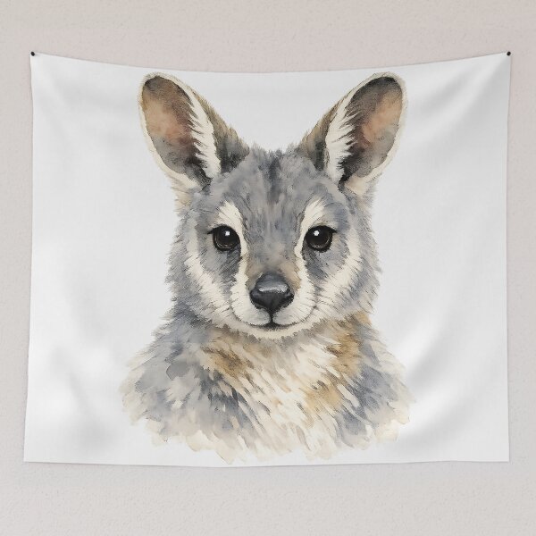 Item preview, Yellow-Footed Rock-Wallaby Watercolour Portrait designed and sold by Jaruart.
