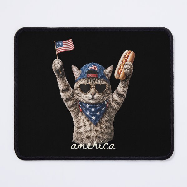 Item preview, Retro Funny America Cat Hot Dog Lovers Patriotic US Flag designed and sold by Theaurore.