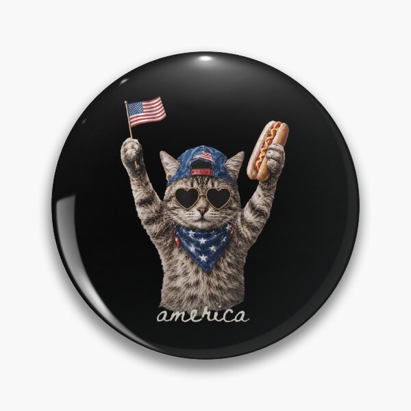 Item preview, Retro Funny America Cat Hot Dog Lovers Patriotic US Flag designed and sold by Theaurore.