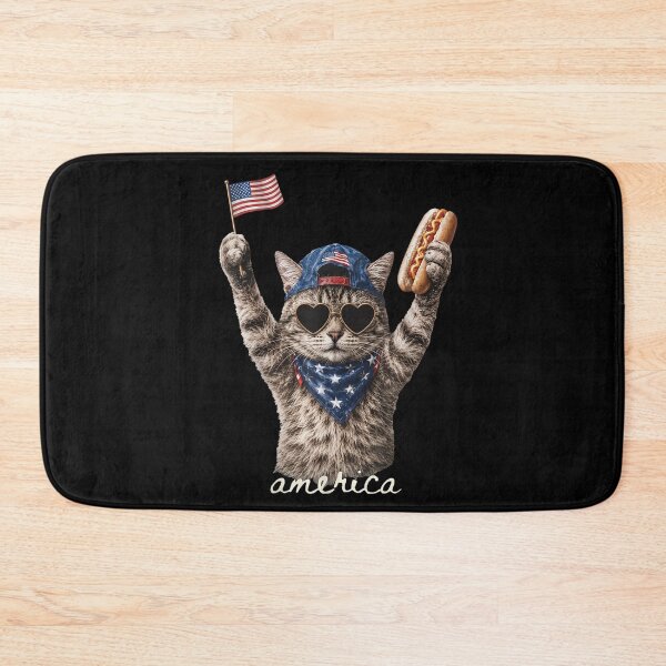 Item preview, Retro Funny America Cat Hot Dog Lovers Patriotic US Flag designed and sold by Theaurore.