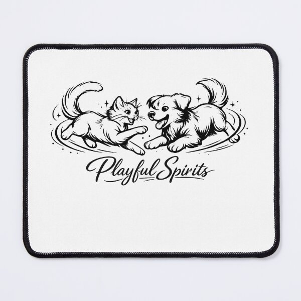 Item preview, Playful Spirits – Minimalist Black and White Cat and Dog Line Art Design designed and sold by EdgeSphere.