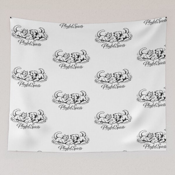Item preview, Playful Spirits – Minimalist Black and White Cat and Dog Line Art Design designed and sold by EdgeSphere.