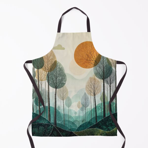 Item preview, Abstract Forest Landscape Print | Modern Scandinavian Woodland Wall Art | Minimalist Nature Decor | Teal & Amber Sun Digital Download designed and sold by Patricia Johnston.