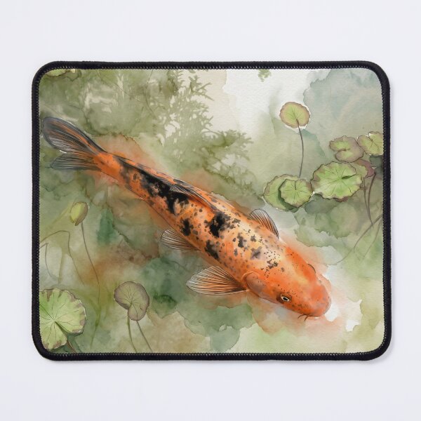 Item preview, Koi Fish in Japanese Garden Pond — Watercolor Aquatic Art designed and sold by M.ALK.Watercolor.