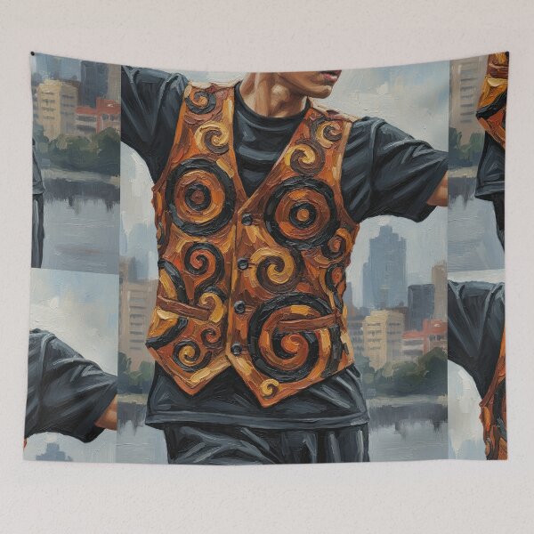 Item preview, Tribal Vest Urban City Skyline Oil Painting Art designed and sold by Francis & May.