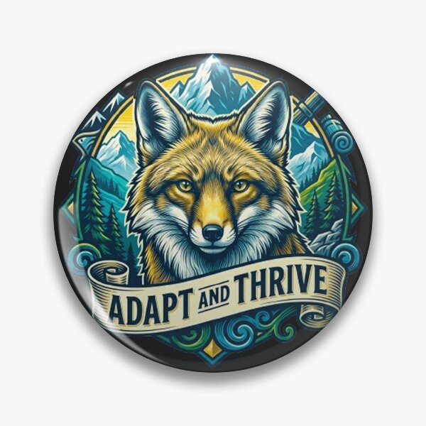 Item preview, Adapt And Thrive Fox Vintage Mountain Wilderness Retro Badge designed and sold by MT-Hub | Art for Every Soul.