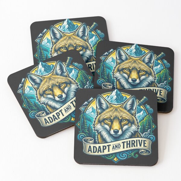 Item preview, Adapt And Thrive Fox Vintage Mountain Wilderness Retro Badge designed and sold by MT-Hub | Art for Every Soul.
