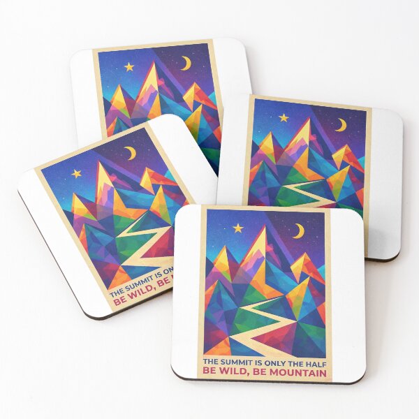Item preview, Colorful Geometric Mountain Landscape Retro Poster - Be Wild Be Mountain designed and sold by GabeMountainArt.