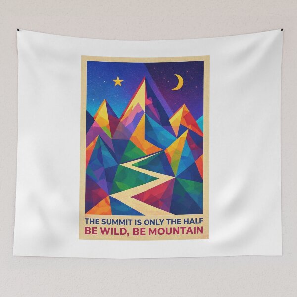 Item preview, Colorful Geometric Mountain Landscape Retro Poster - Be Wild Be Mountain designed and sold by Gabe1983.