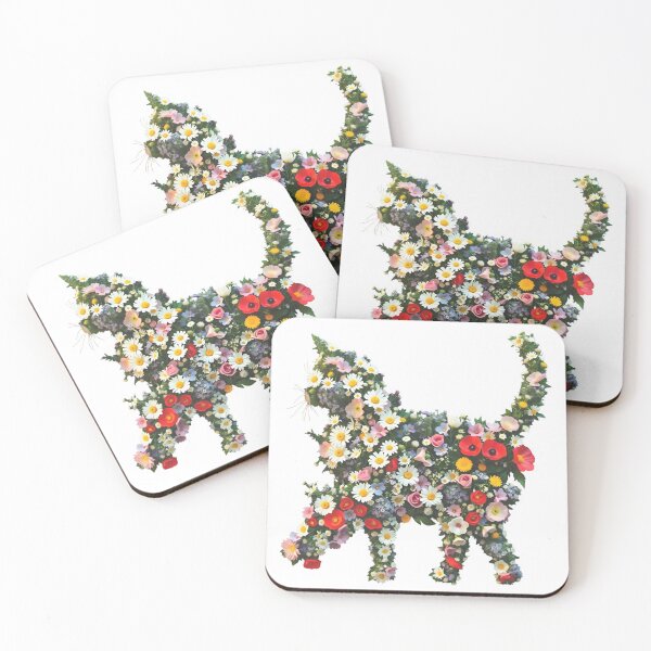 Item preview, Floral Cat Silhouette | Wildflower Botanical Kitty Cottagecore Art designed and sold by PrintelloTH.