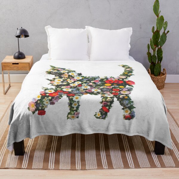 Item preview, Floral Cat Silhouette | Wildflower Botanical Kitty Cottagecore Art designed and sold by PrintelloTH.