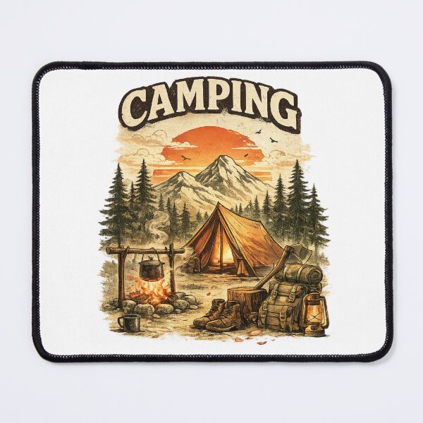 Item preview, Vintage Camping Adventure – Retro Mountain Camp & Campfire designed and sold by Cavalier-org.