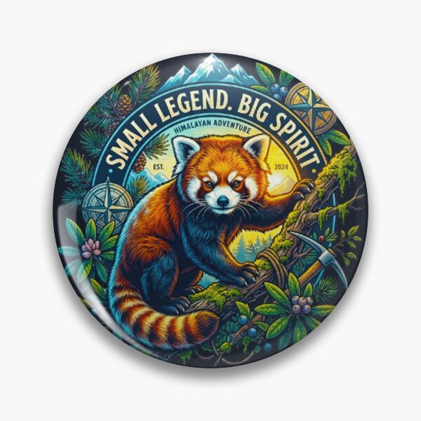 Item preview, Small Legend Big Spirit Red Panda Vintage Himalayan Adventure Retro Badge designed and sold by MT-Hub | Art for Every Soul.