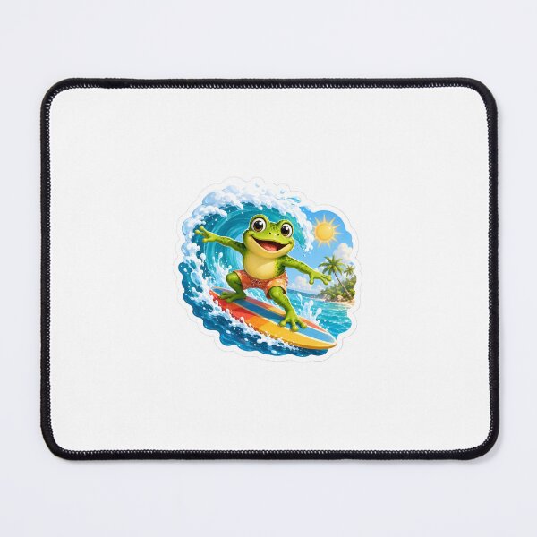 Item preview, Cute Frog Surfing Big Wave Beach Sticker designed and sold by ColorBloom99.