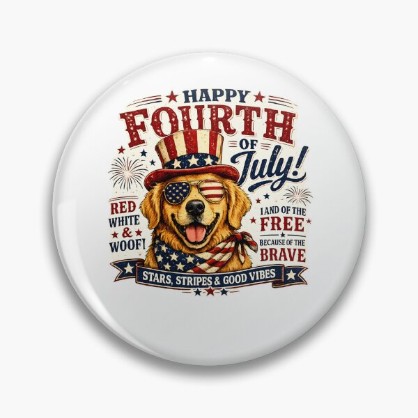 Item preview, Happy Fourth of July Golden Retriever – Patriotic Dog with American Flag Vintage Design designed and sold by ONEZEROART.