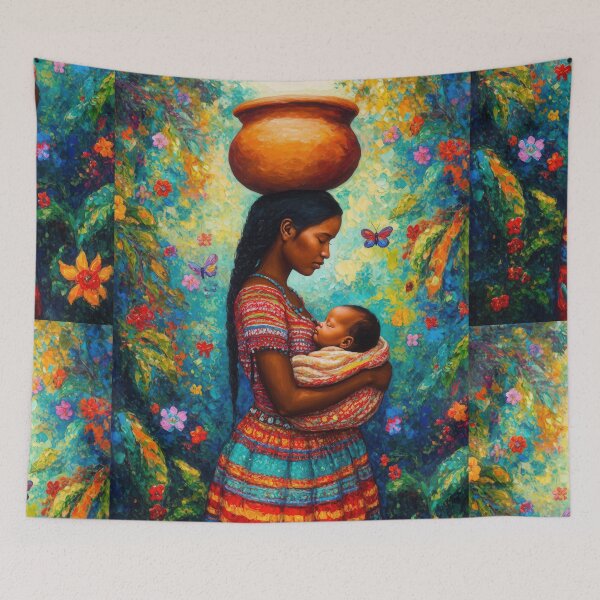 Item preview, Indigenous Mother and Baby Floral Garden Painting Art designed and sold by Francis & May.