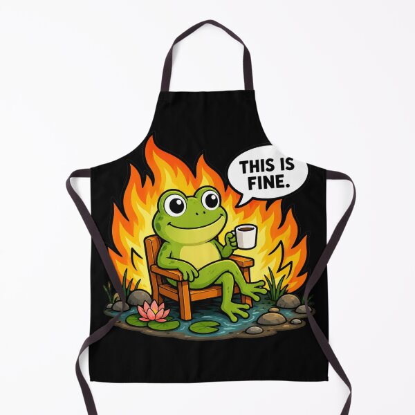 Item preview, This Is Fine Funny Frog Coffee Meme Cute Chaos Humor Design designed and sold by MonkiFlipp.
