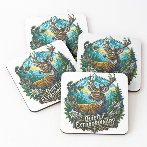 Item preview, Quietly Extraordinary Majestic Deer Vintage Alpine Mountain Retro Badge designed and sold by MT-Hub | Art for Every Soul.