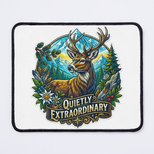 Item preview, Quietly Extraordinary Majestic Deer Vintage Alpine Mountain Retro Badge designed and sold by MT-Hub | Art for Every Soul.