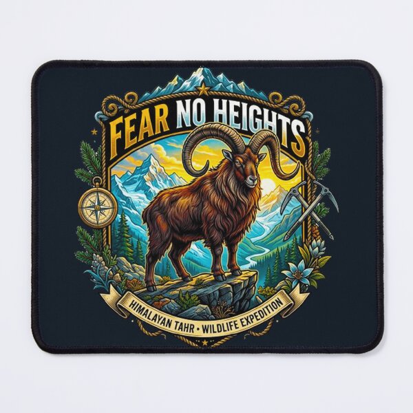 Item preview, Fear No Heights Himalayan Tahr Vintage Mountain Wildlife Retro Badge designed and sold by MT-Hub | Art for Every Soul.
