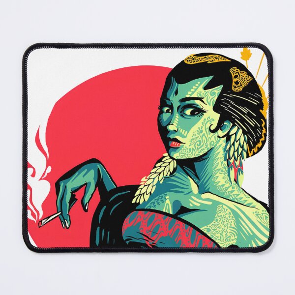 Item preview, Smoking Geisha Neo Japanese Gothic Illustration designed and sold by RossJensen.
