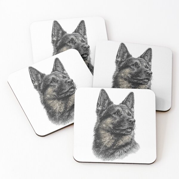 Item preview, Monochrome engraved illustration of a German Shepherd designed and sold by Inspired Arts.