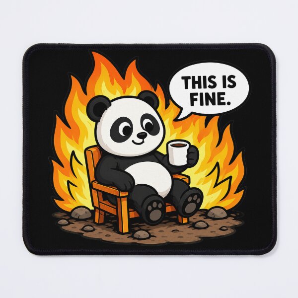 Item preview, This Is Fine Funny Panda Coffee Chaos Meme Cute Humor Design designed and sold by MonkiFlipp.