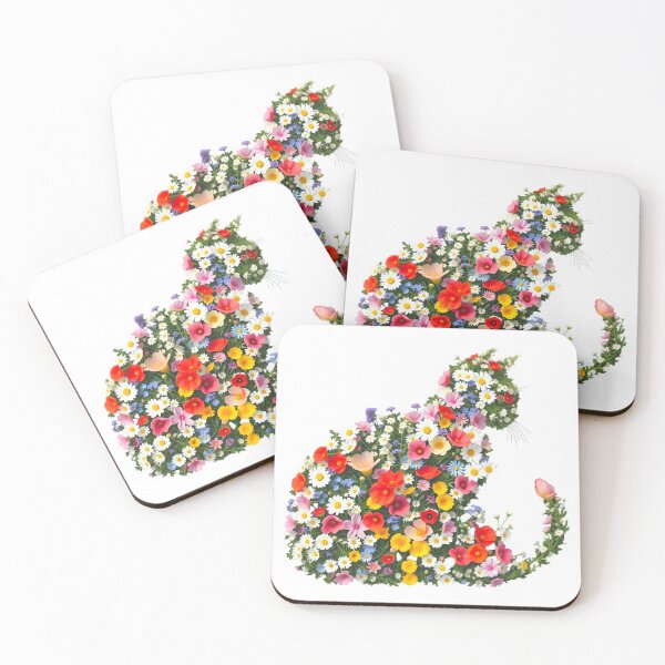Item preview, Floral Cat Silhouette | Wildflower Botanical Kitty Cottagecore Art designed and sold by PrintelloTH.