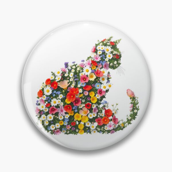 Item preview, Floral Cat Silhouette | Wildflower Botanical Kitty Cottagecore Art designed and sold by PrintelloTH.