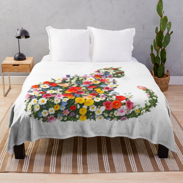 Item preview, Floral Cat Silhouette | Wildflower Botanical Kitty Cottagecore Art designed and sold by PrintelloTH.