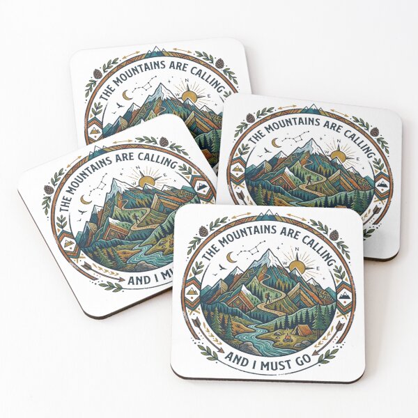 Item preview, The Mountains Are Calling Vintage Hiking Badge - Camping Adventure designed and sold by GabeMountainArt.