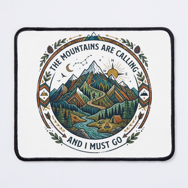 Item preview, The Mountains Are Calling Vintage Hiking Badge - Camping Adventure designed and sold by Gabe1983.