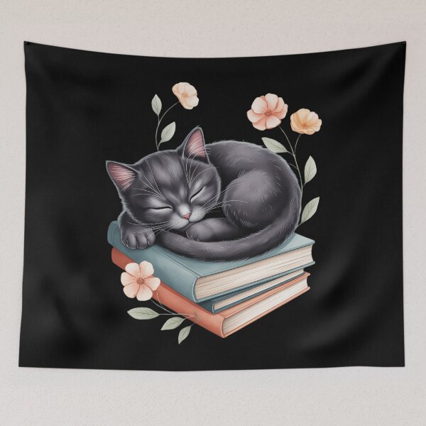 Item preview, Cat Book Books and Cats Reading Cat Lover Book Lovers Book designed and sold by sailorjessiArt.