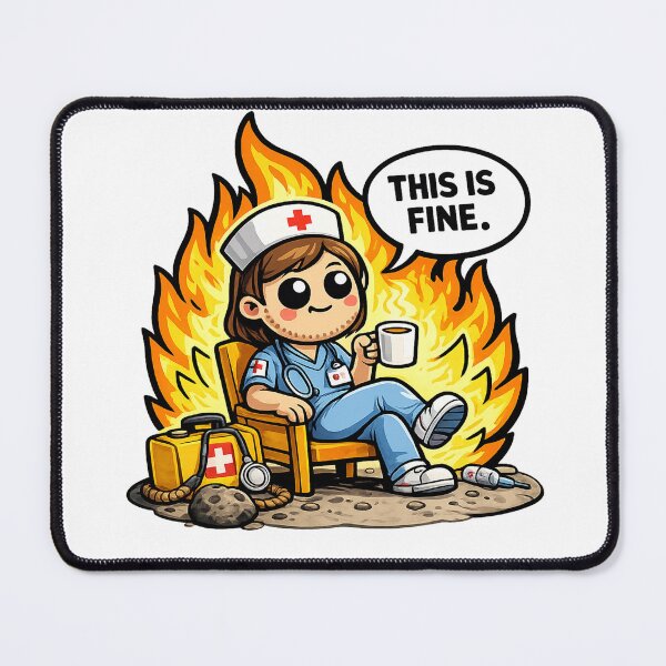 Item preview, This Is Fine Funny Nurse Coffee Chaos Healthcare Humor Design designed and sold by MonkiFlipp.