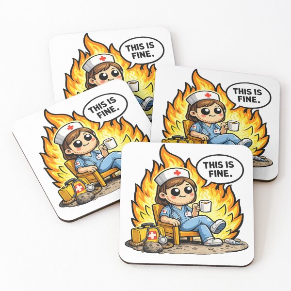 Item preview, This Is Fine Funny Nurse Coffee Chaos Healthcare Humor Design designed and sold by MonkiFlipp.