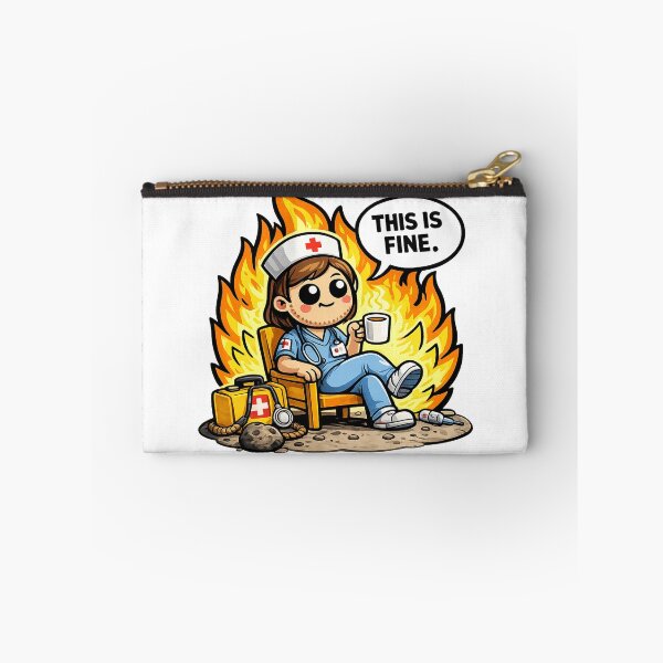 Item preview, This Is Fine Funny Nurse Coffee Chaos Healthcare Humor Design designed and sold by MonkiFlipp.