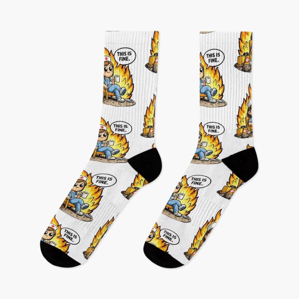 Item preview, This Is Fine Funny Nurse Coffee Chaos Healthcare Humor Design designed and sold by MonkiFlipp.
