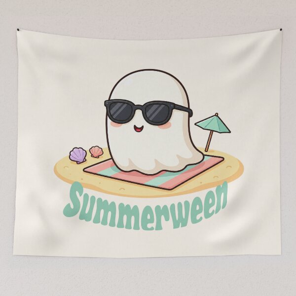 Item preview, Cute Summerween Ghost on the Beach with Sunglasses designed and sold by SweetLilith.