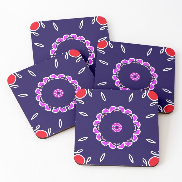 Item preview, Navy and Magenta Heart Mandala Pattern designed and sold by Tinsleybluebell.