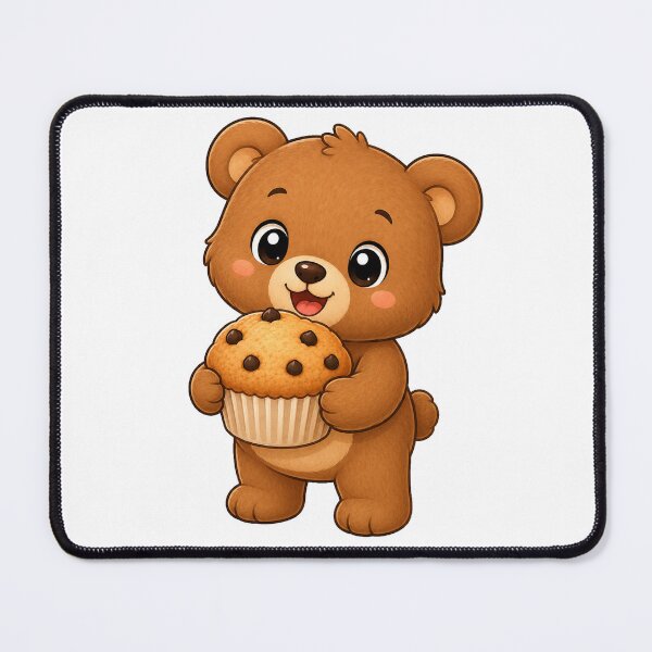 Item preview, Cute Teddy Bear Eating Chocolate Chip Muffin Illustration designed and sold by Seculinator.