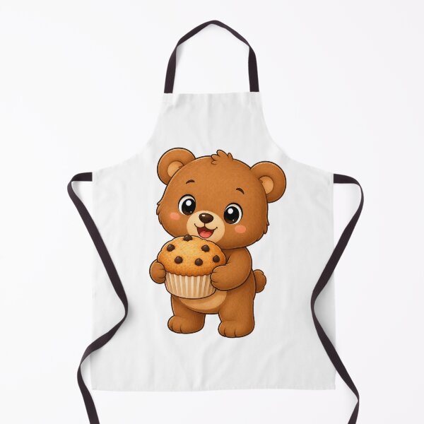 Item preview, Cute Teddy Bear Eating Chocolate Chip Muffin Illustration designed and sold by Seculinator.