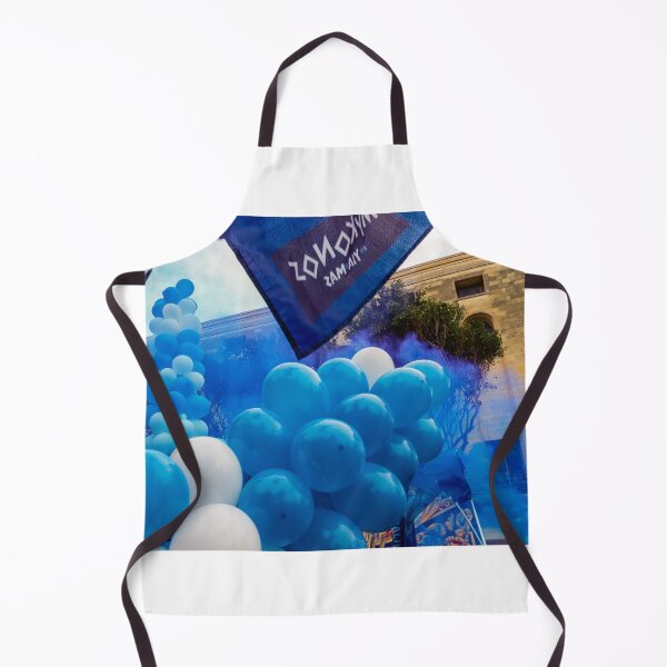 Item preview,  Blue and White Balloons and Confetti Celebration Outside Historic Building During Street Festival Parade designed and sold by Nmallia.