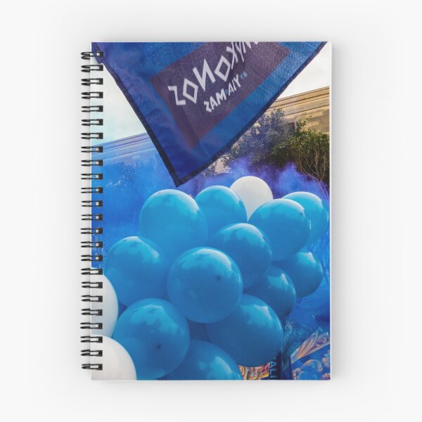 Item preview,  Blue and White Balloons and Confetti Celebration Outside Historic Building During Street Festival Parade designed and sold by Nmallia.