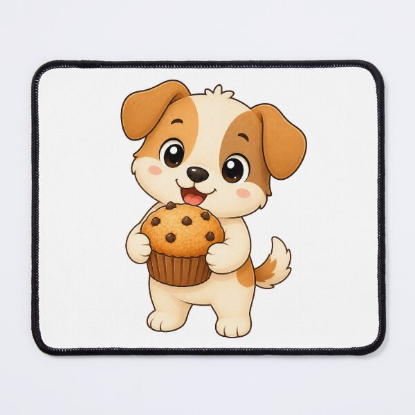 Item preview, Cute Puppy Dog Eating Chocolate Chip Muffin Illustration designed and sold by Seculinator.