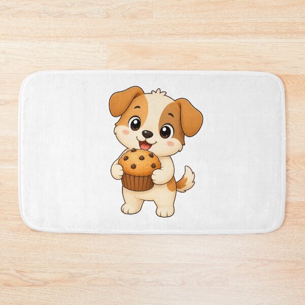 Item preview, Cute Puppy Dog Eating Chocolate Chip Muffin Illustration designed and sold by Seculinator.